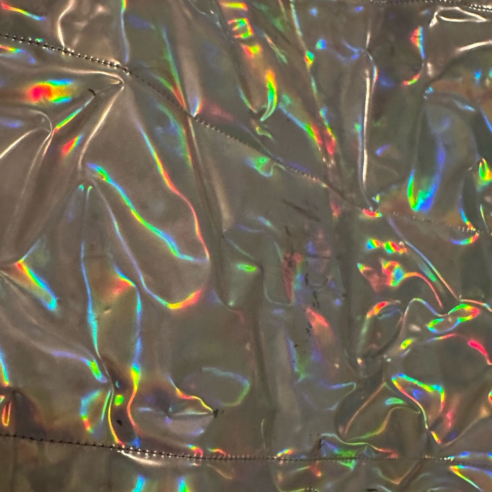 Dolls Kill NWT Dark Savage Signals holographic Puffer Jacket From Club EXX - Picture 8 of 11